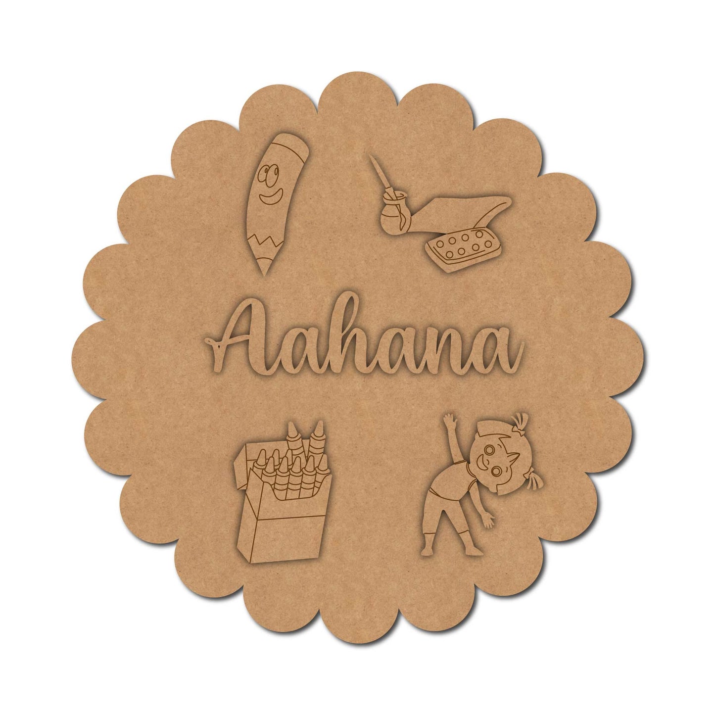 Flower Base Nameplate MDF Design 1