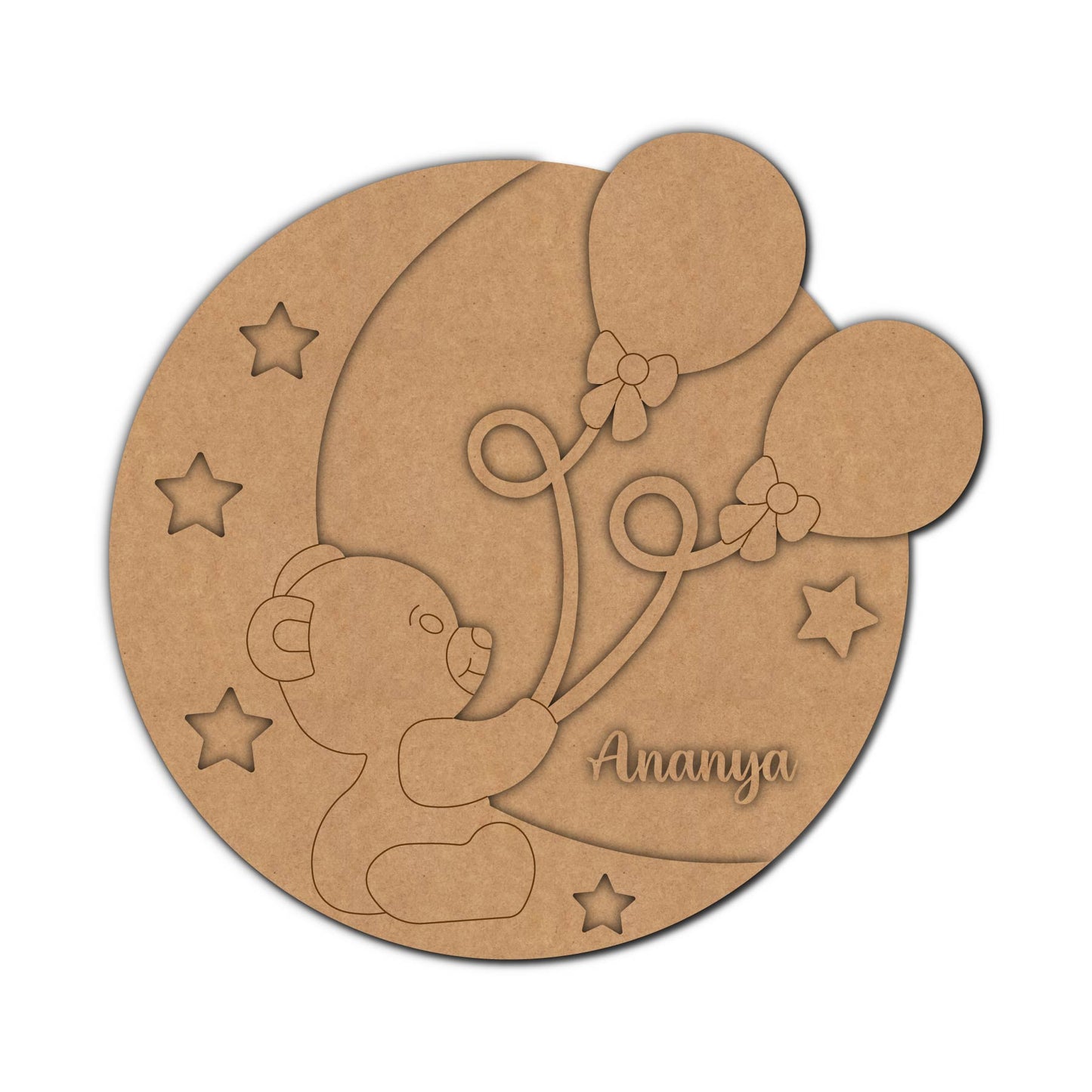 Teddy Bear Nameplate MDF Design