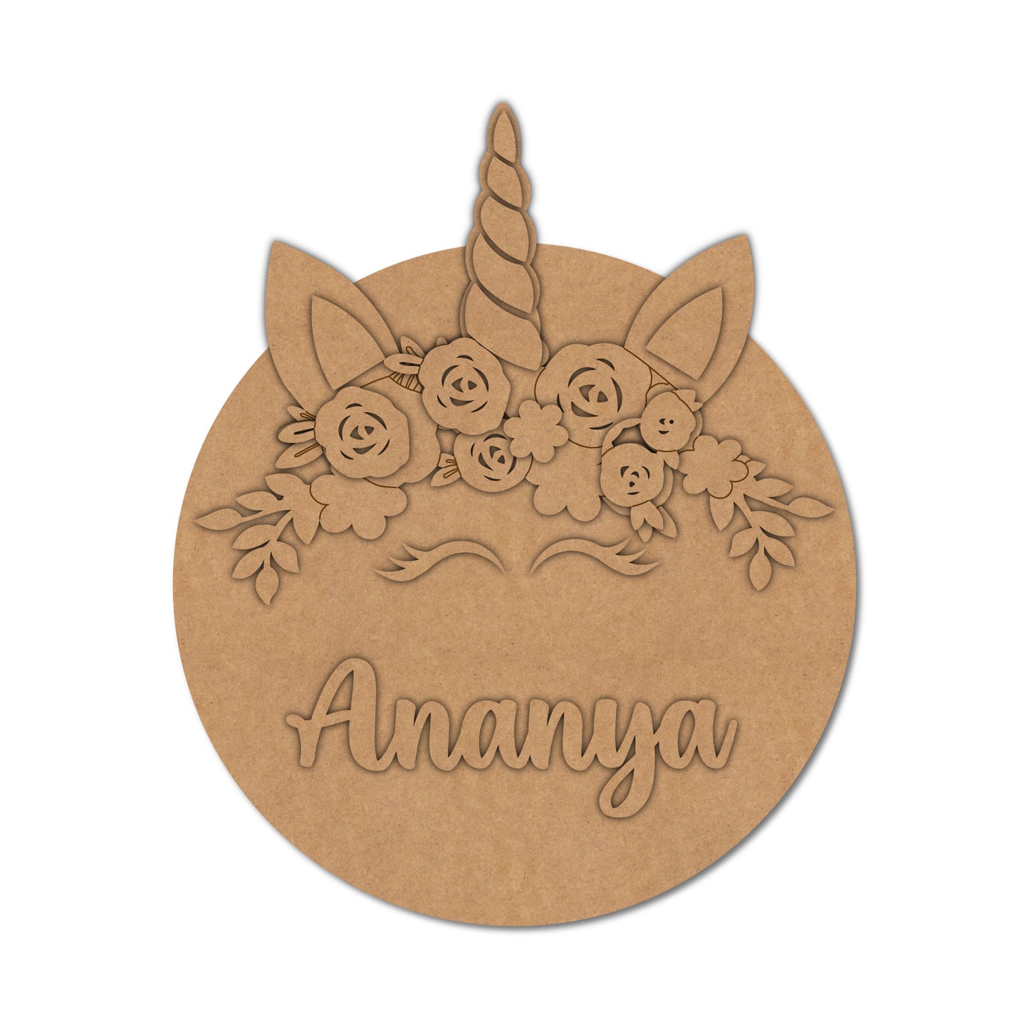 Unicorn Nameplate MDF Design