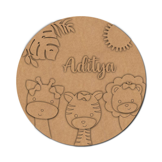 Animals Nameplate MDF Design