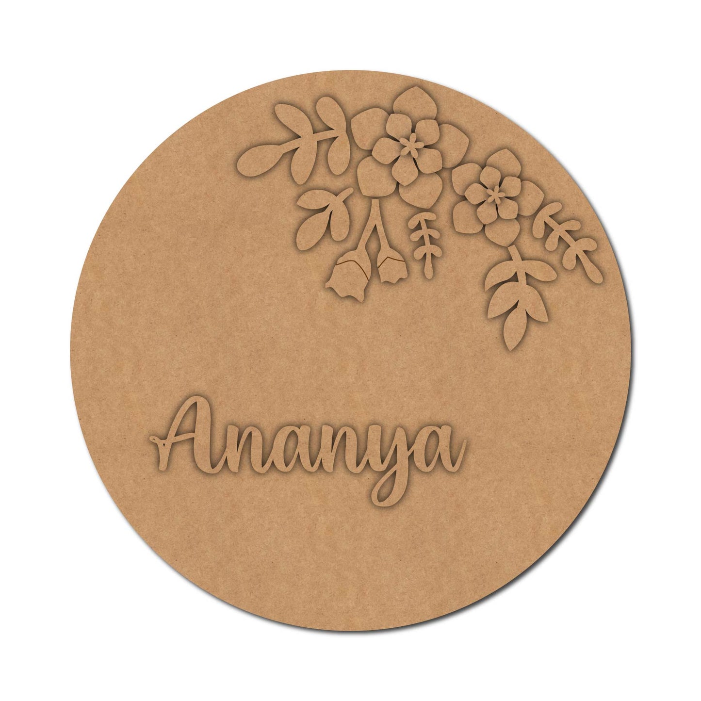 Flower Leaves Nameplate MDF Design