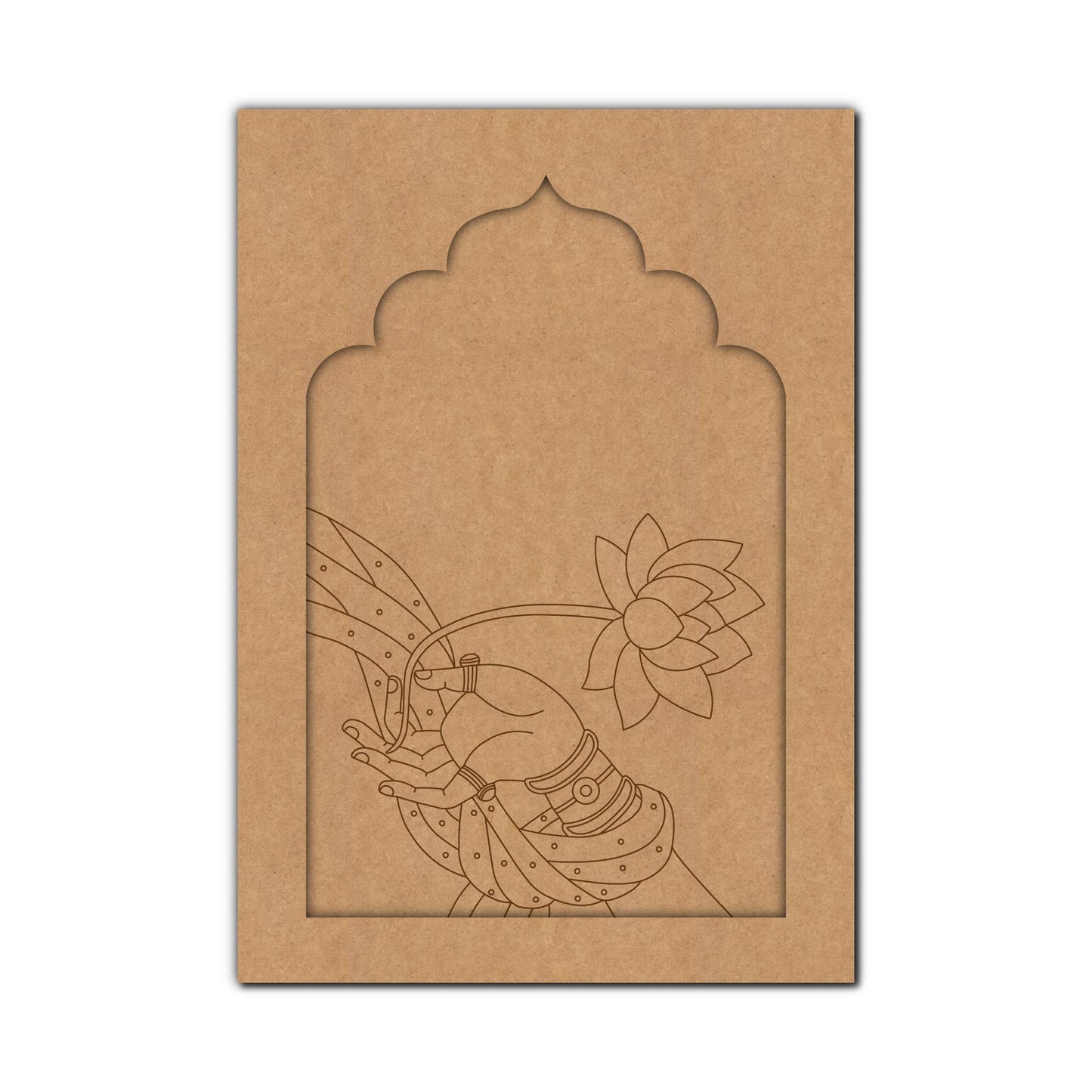 Hand Lotus Madhubani Jharokha Pre Marked MDF Design 1