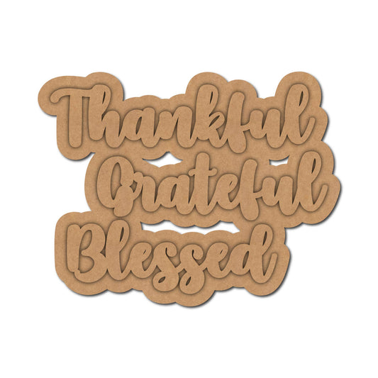 Thankful Grateful Blessed Two Layered Fridge Magnet MDF Design