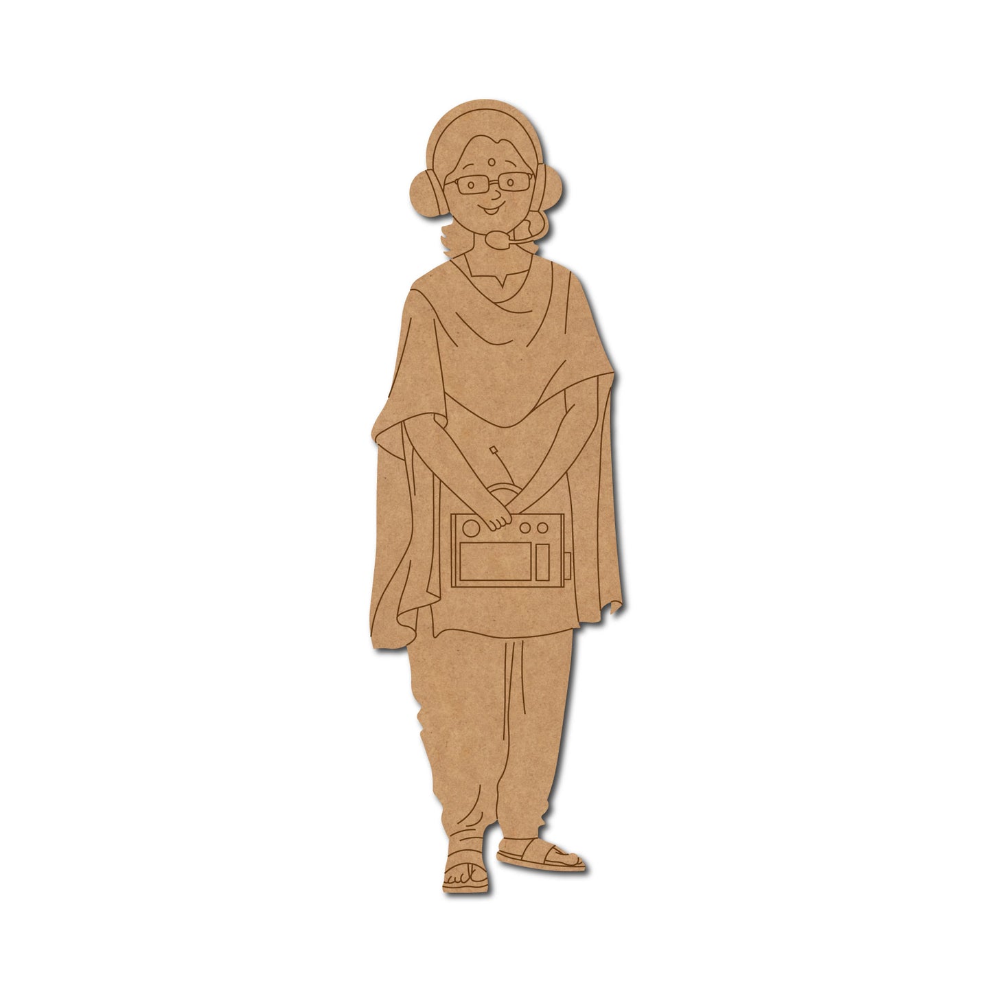 Woman With Radio Pre Marked MDF Design 1