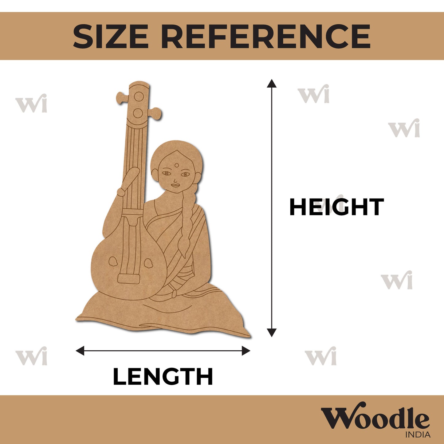 Woman With Sitar Pre Marked MDF Design 2