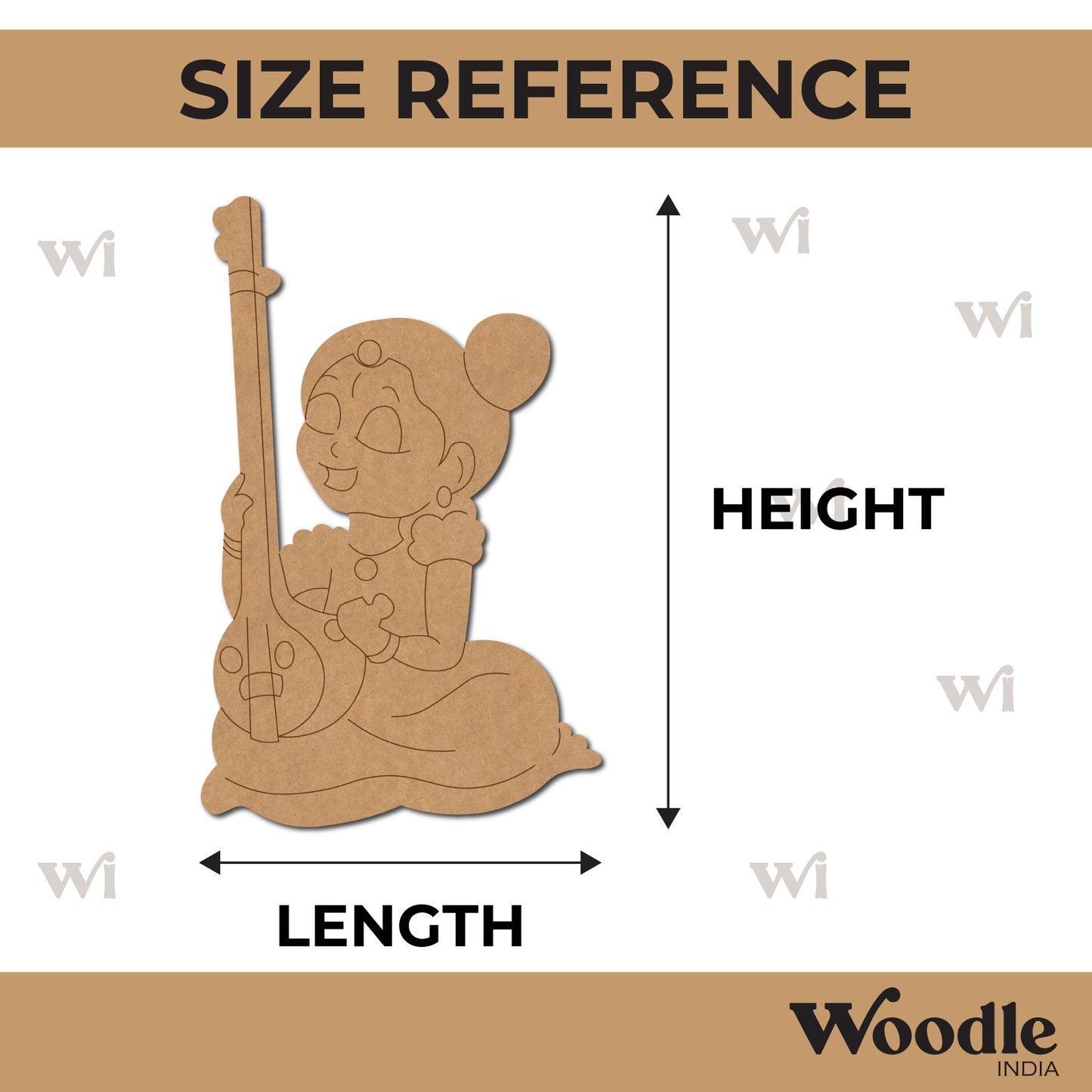 Woman With Sitar Pre Marked MDF Design 3