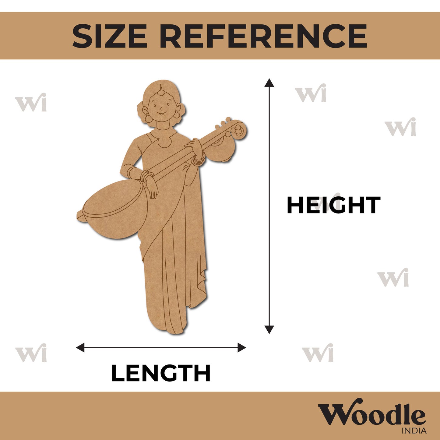 Woman With Sitar Pre Marked MDF Design 4