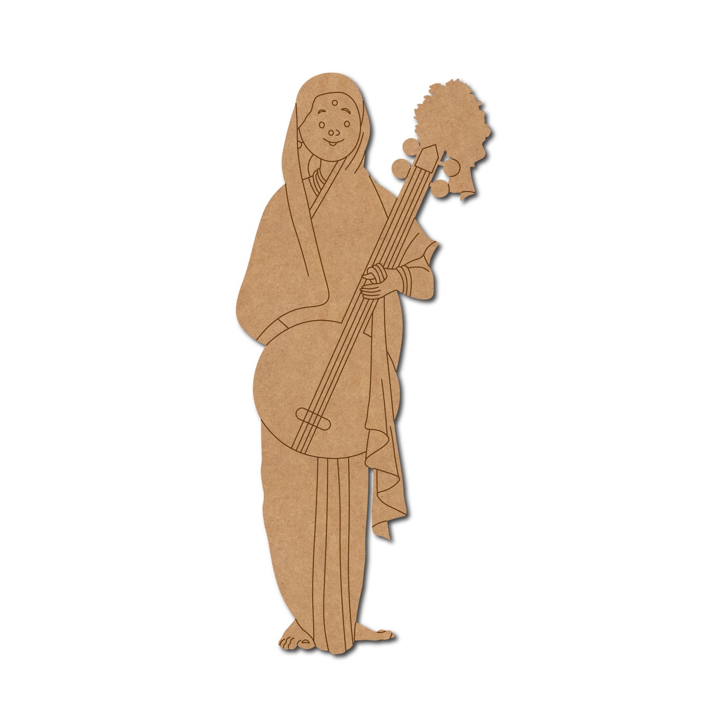 Woman With Tambura Pre Marked MDF Design 1