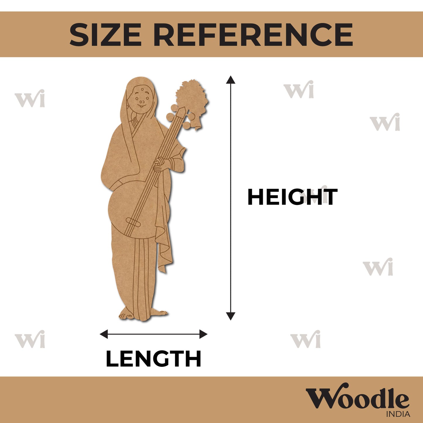 Woman With Tambura Pre Marked MDF Design 1