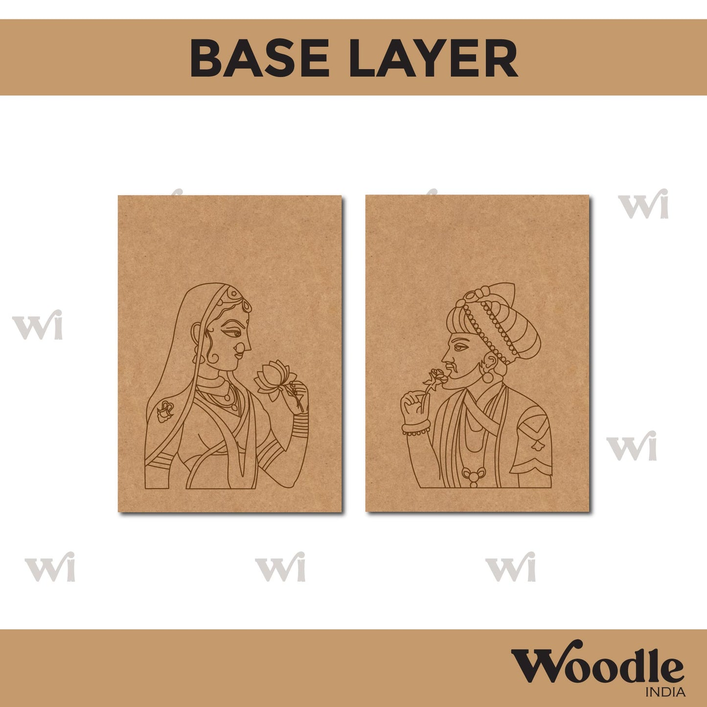 Maharaja Maharani Bani Thani Couple Jharokha Set Pre Marked MDF Design 1