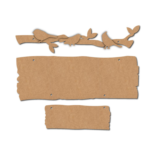 Birds On Branch Nameplate MDF Design