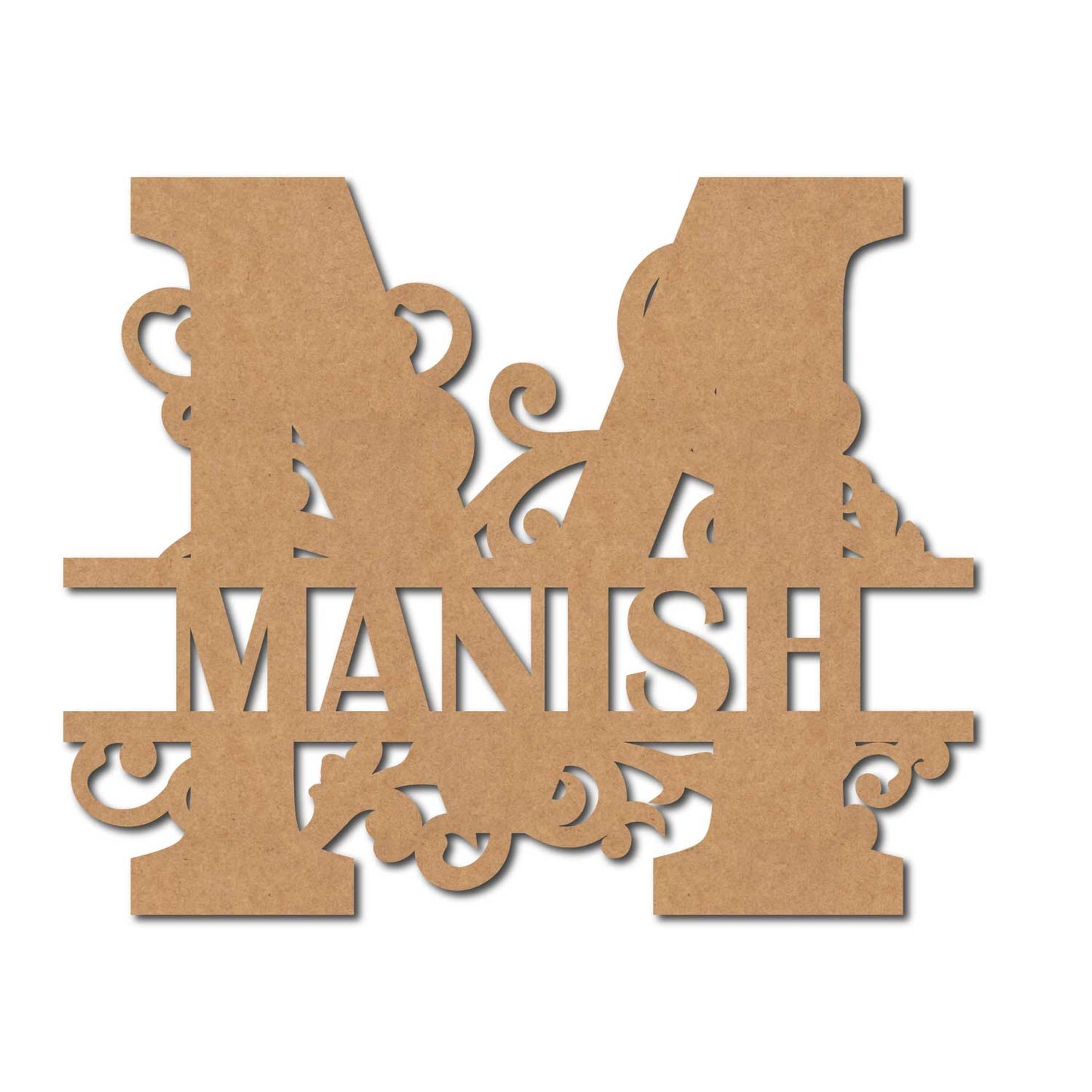 Alphabet Monogram Nameplate MDF Design 2