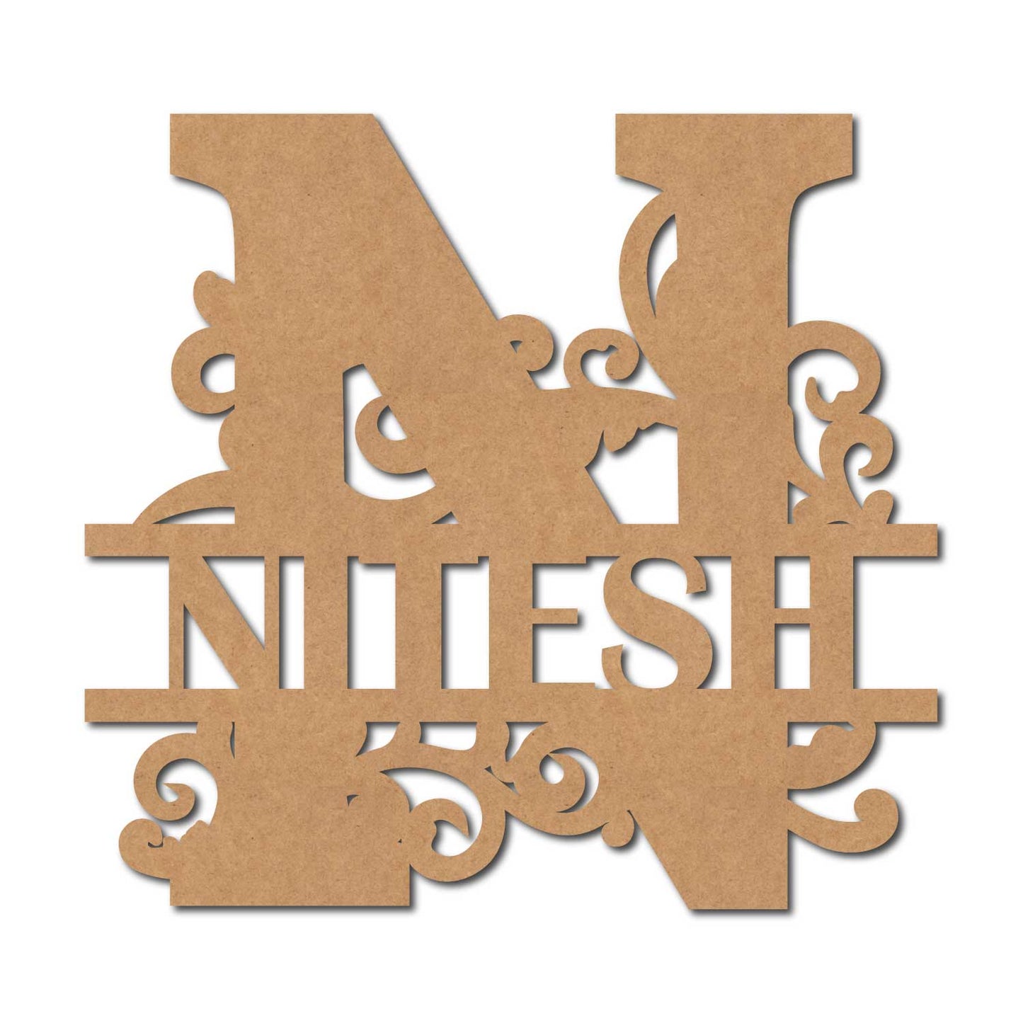 Alphabet Monogram Nameplate MDF Design 2