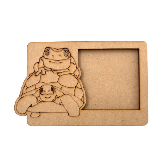 Frog On Tortoise Three Layered Photo Frame MDF Design 1