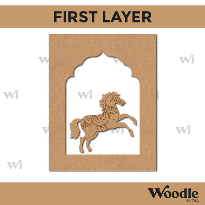 Horse Jharokha Pre Marked MDF Design 1