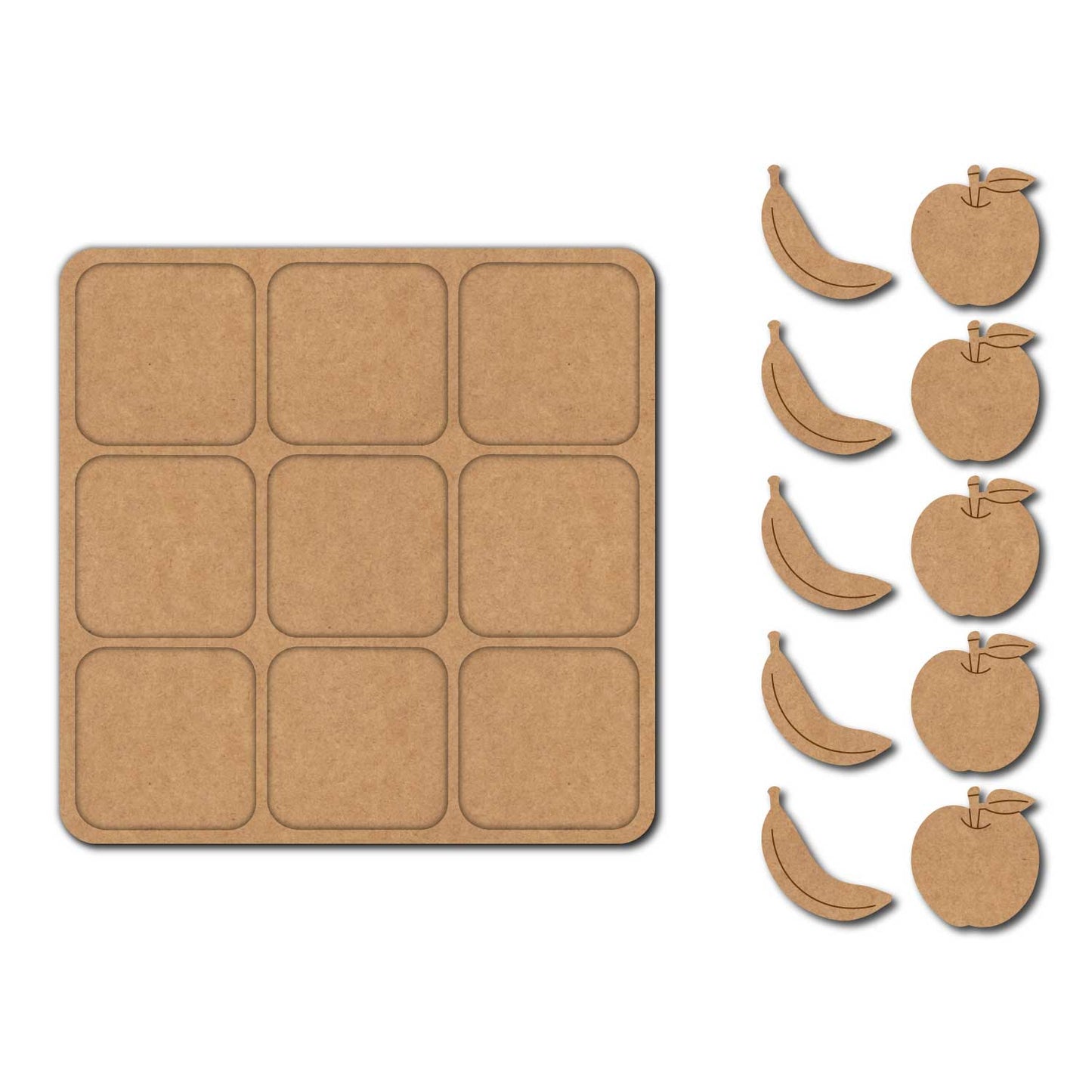 Fruits Tic Tac Toe Pre Marked MDF Design 1