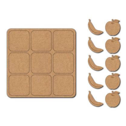 Fruits Tic Tac Toe Pre Marked MDF Design 1