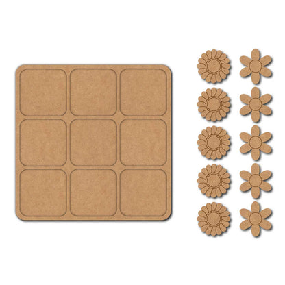 Flowers Tic Tac Toe Pre Marked MDF Design 1