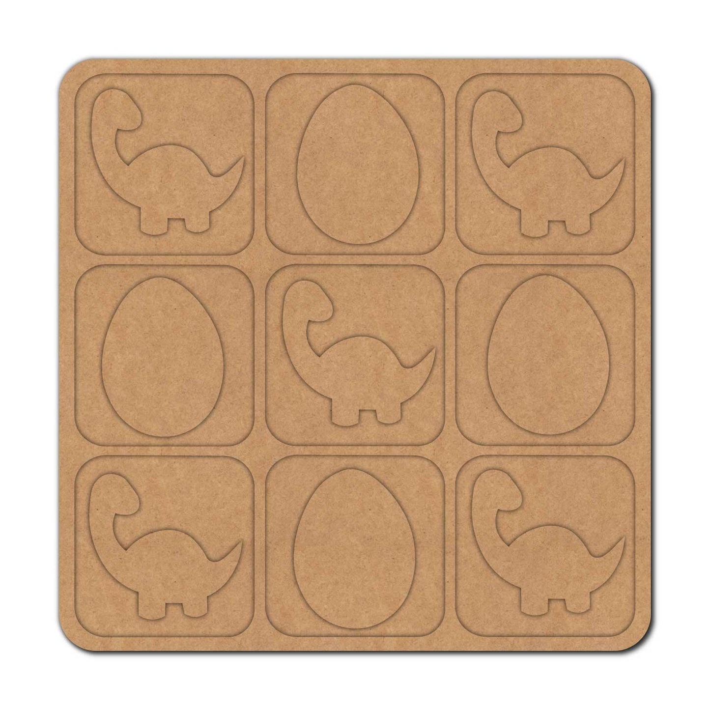 Dinosaur Tic Tac Toe Pre Marked MDF Design 1