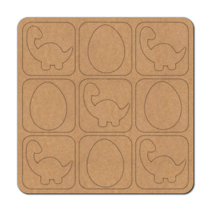 Dinosaur Tic Tac Toe Pre Marked MDF Design 1