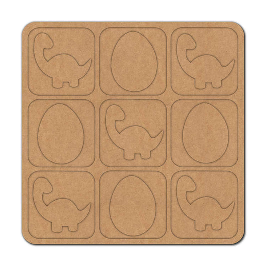 Dinosaur Tic Tac Toe Pre Marked MDF Design 1