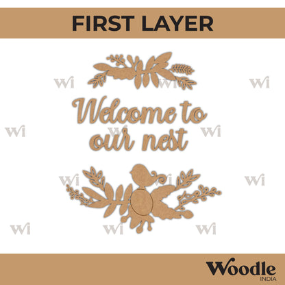 Bird Flower Leaves Nameplate MDF Design 2