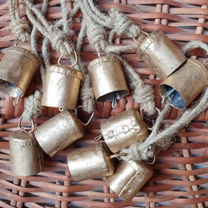 Copper Tin Bells With Jute Rope