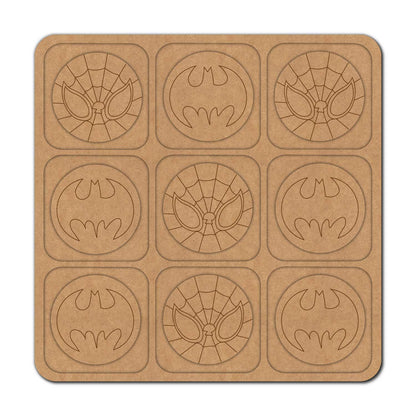 Batman Spiderman Tic Tac Toe Pre Marked MDF Design 1