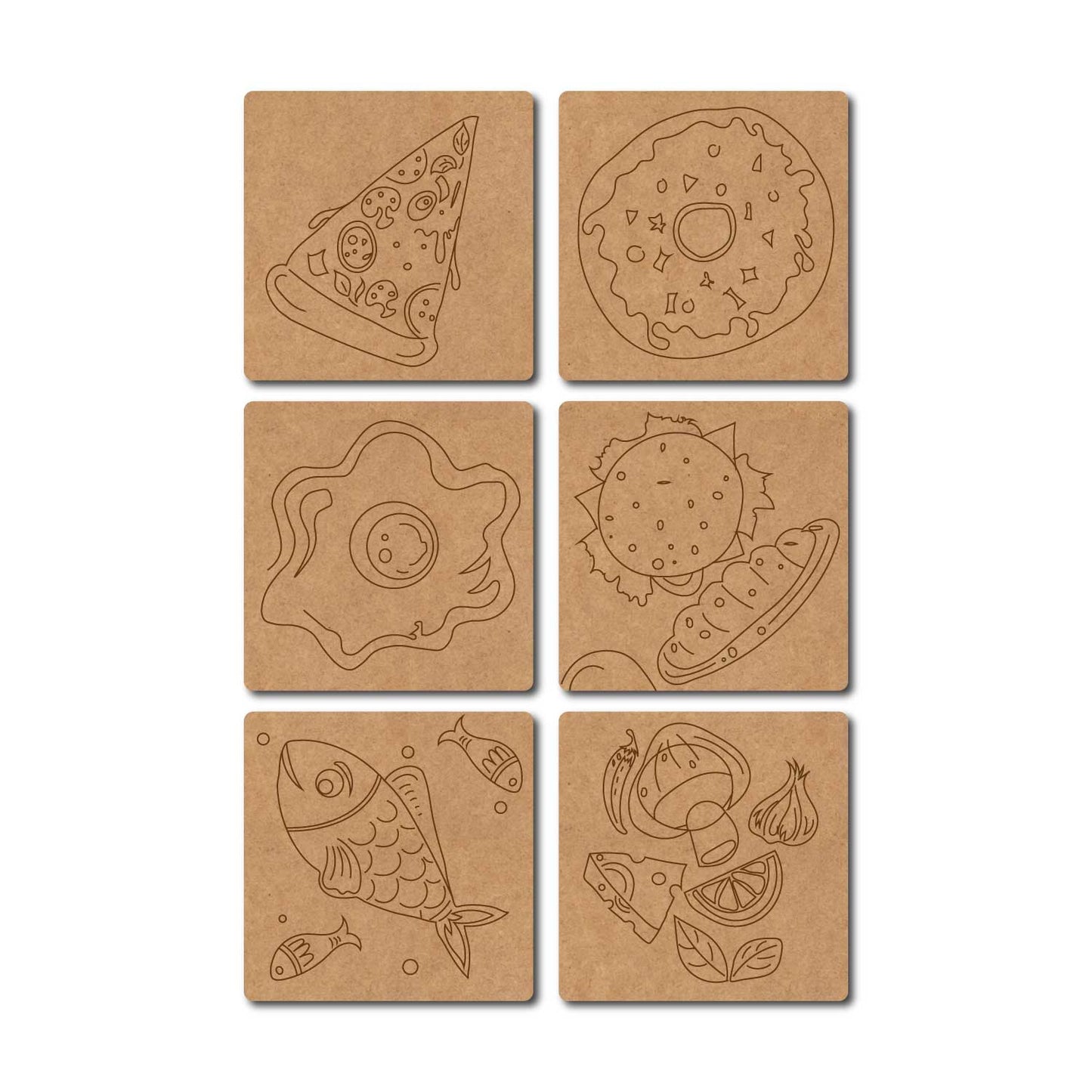 Food Coasters Pre Marked MDF Design 1