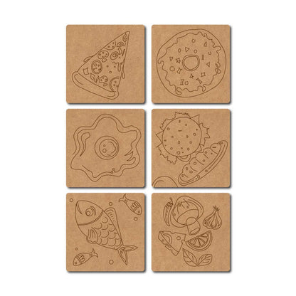 Food Coasters Pre Marked MDF Design 1