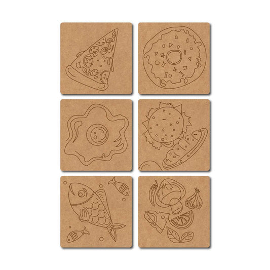 Food Coasters Pre Marked MDF Design 1