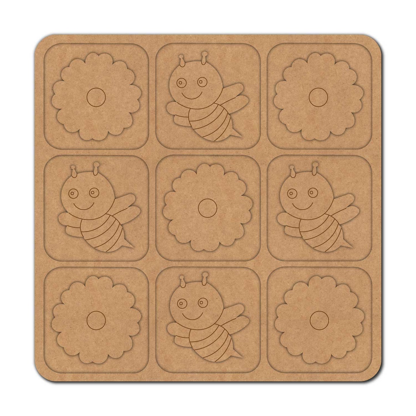 Bee Flower Tic Tac Toe Pre Marked MDF Design 1