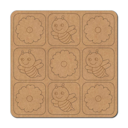 Bee Flower Tic Tac Toe Pre Marked MDF Design 1