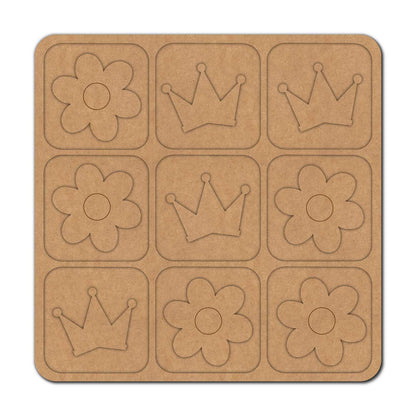 Flower Crown Tic Tac Toe Pre Marked MDF Design 1