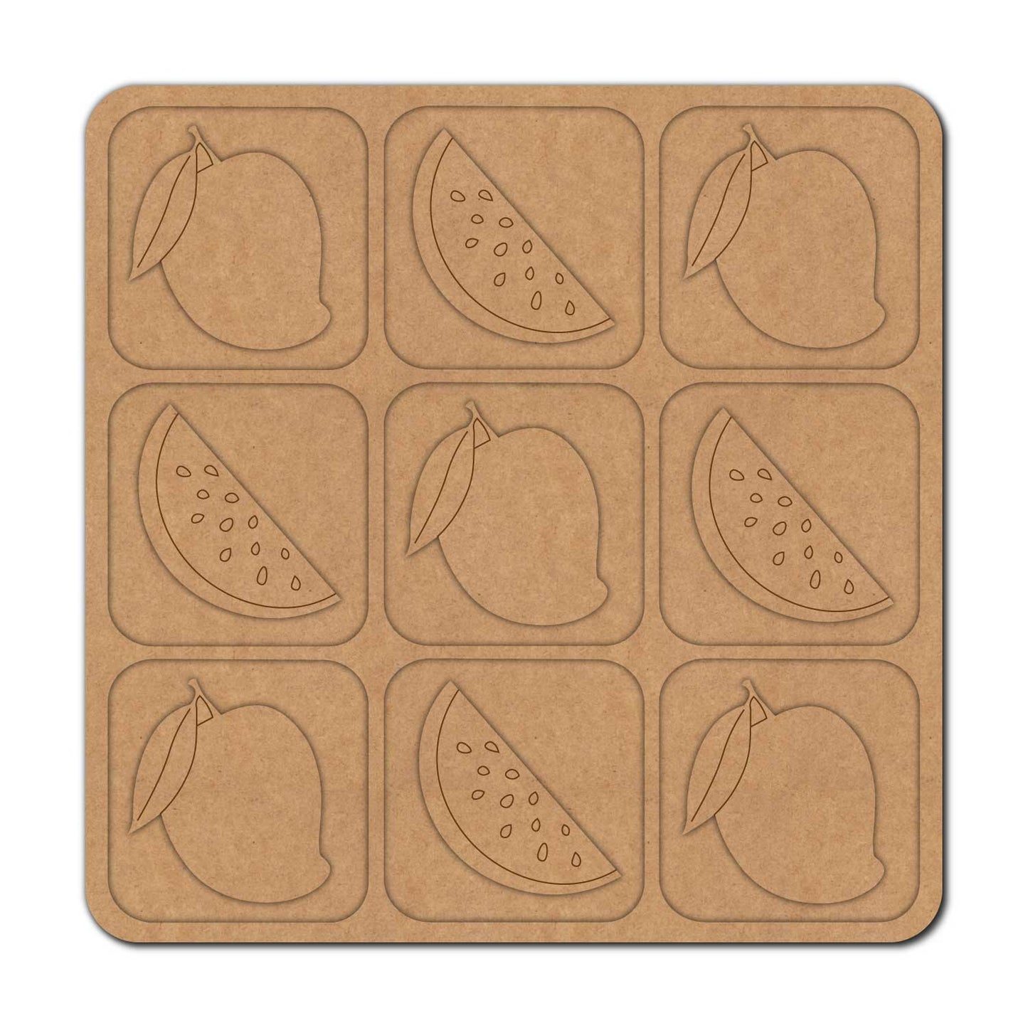 Fruits Tic Tac Toe Pre Marked MDF Design 2