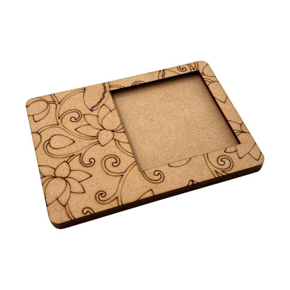 Madhubani Lotus Three Layered Photo Frame MDF Design 1