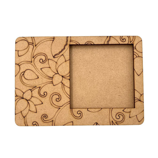 Madhubani Lotus Three Layered Photo Frame MDF Design 1