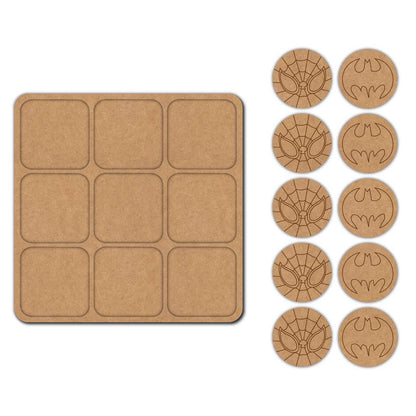 Batman Spiderman Tic Tac Toe Pre Marked MDF Design 1