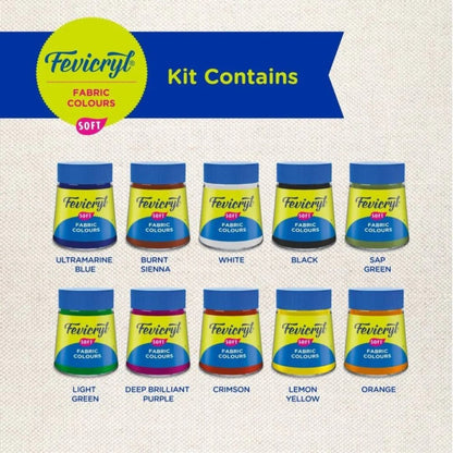 Fevicryl Fabric Colours Sunflower Kit Soft 10 Shades X 20ml