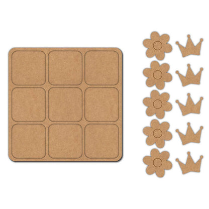 Flower Crown Tic Tac Toe Pre Marked MDF Design 1