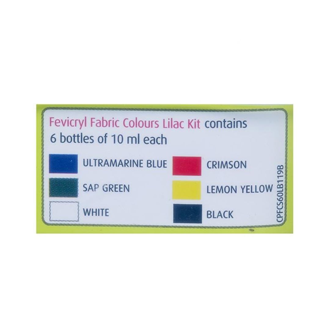 Fevicryl Fabric Colours Lilac Kit Soft 6 Shades X 10ml