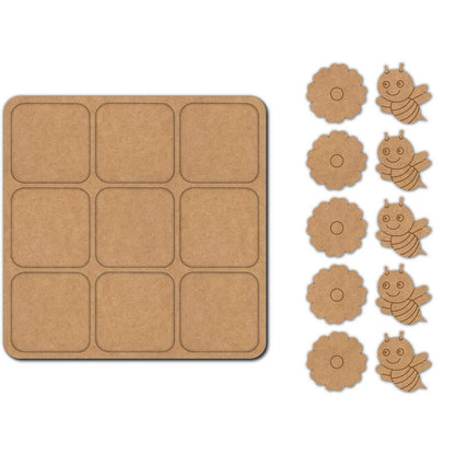 Bee Flower Tic Tac Toe Pre Marked MDF Design 1