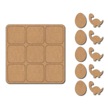Dinosaur Tic Tac Toe Pre Marked MDF Design 1