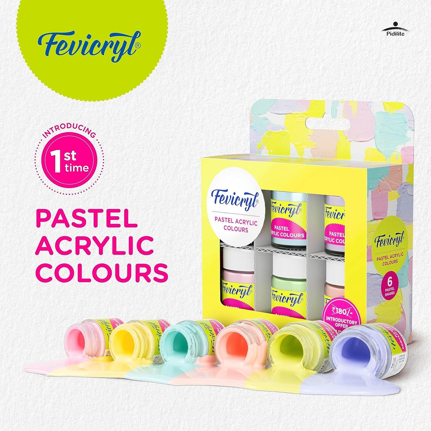Fevicryl Pastel Acrylic Colours Kit 6 X 15ml