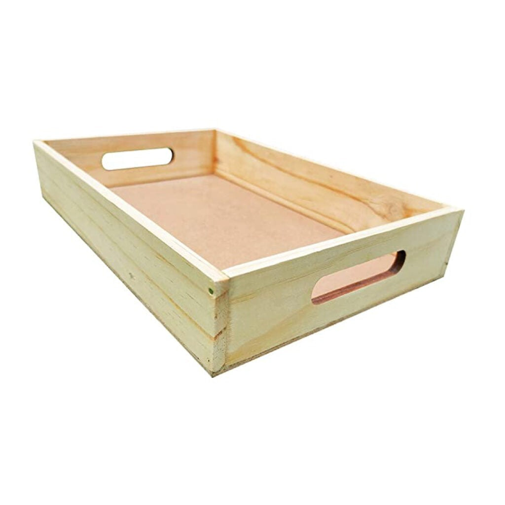Pinewood Rectangle Wooden Tray With Handles