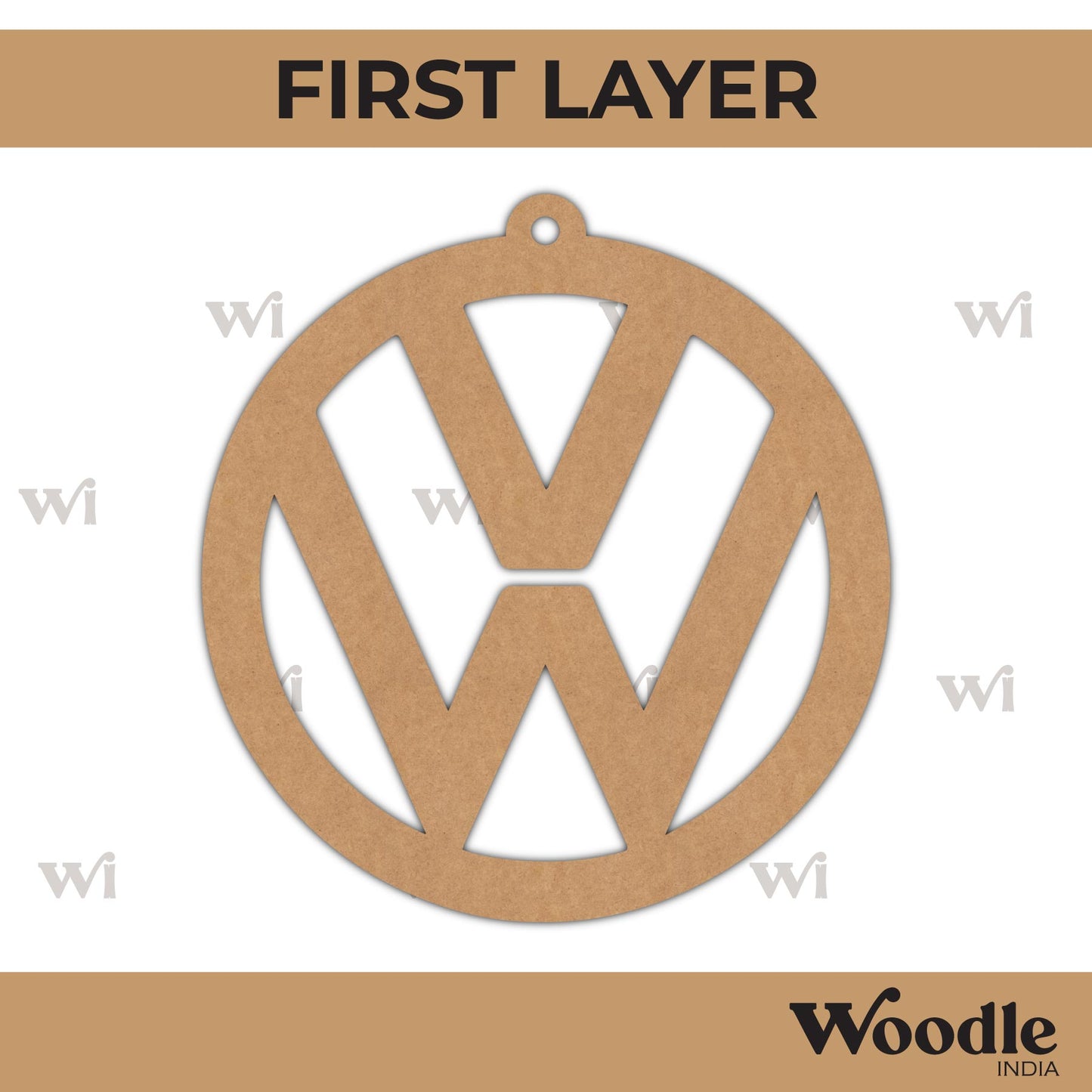 Volkswagen Logo Keychain Cutout MDF Design 1