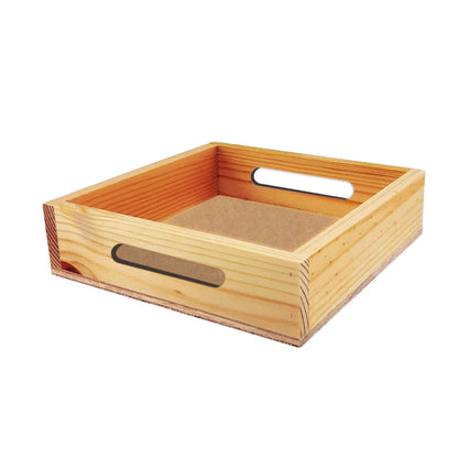 Pinewood Square Wooden Tray With Handles
