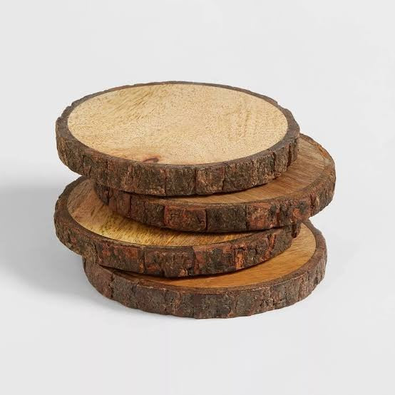 Natural Mango Wood Bark Round Base