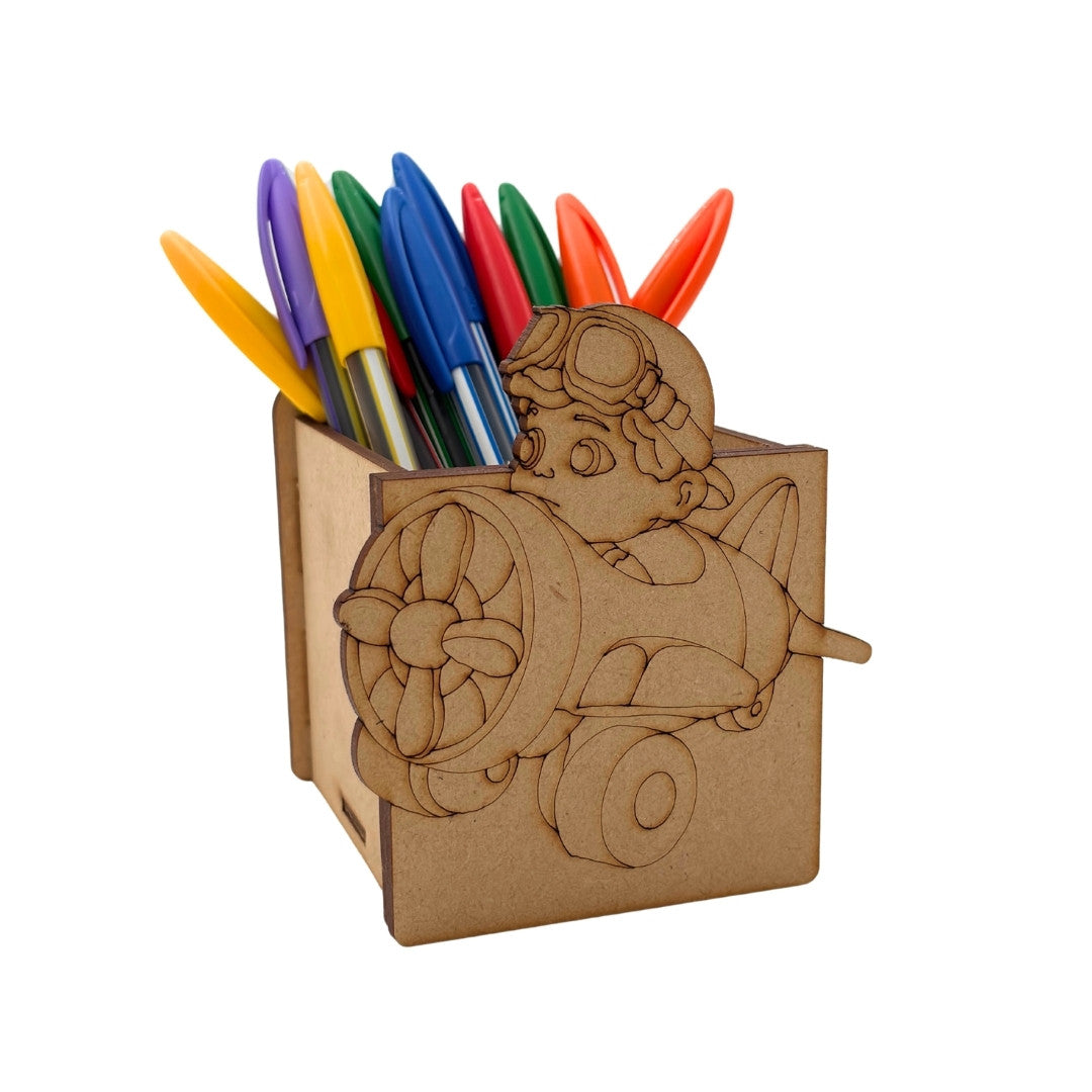 Boy In Aeroplane Pen Stand MDF Design 1