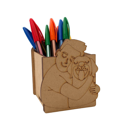 Boy With Dog Pen Stand MDF Design 1